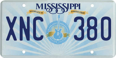 MS license plate XNC380