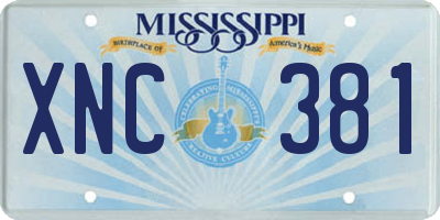 MS license plate XNC381