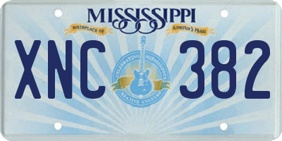 MS license plate XNC382