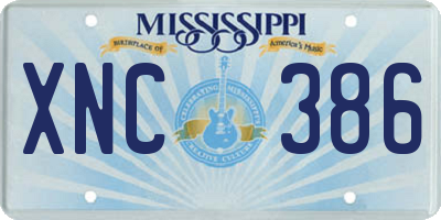 MS license plate XNC386