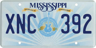 MS license plate XNC392