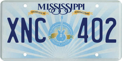 MS license plate XNC402