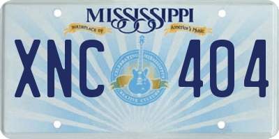 MS license plate XNC404
