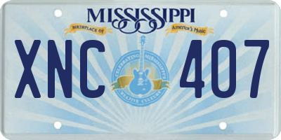 MS license plate XNC407