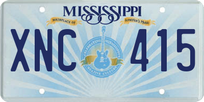 MS license plate XNC415