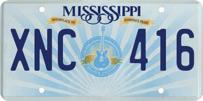 MS license plate XNC416