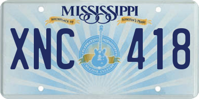 MS license plate XNC418