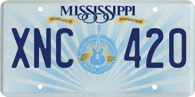 MS license plate XNC420