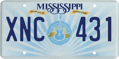 MS license plate XNC431