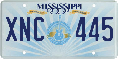 MS license plate XNC445