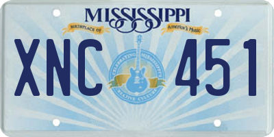MS license plate XNC451