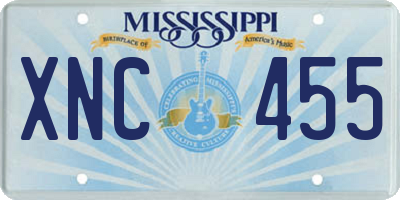 MS license plate XNC455