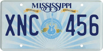MS license plate XNC456