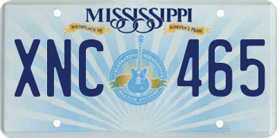 MS license plate XNC465
