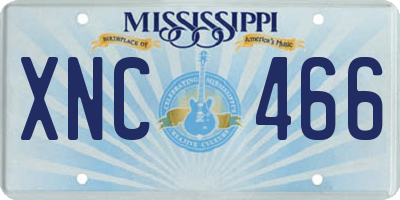 MS license plate XNC466