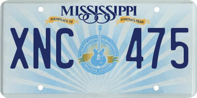 MS license plate XNC475