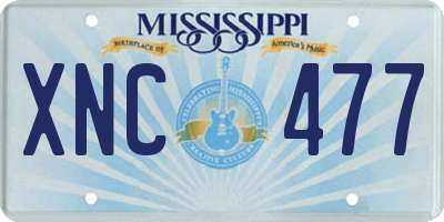MS license plate XNC477