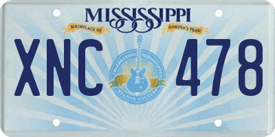 MS license plate XNC478