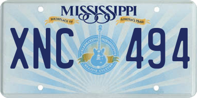 MS license plate XNC494