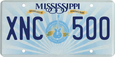 MS license plate XNC500