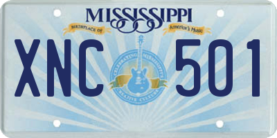 MS license plate XNC501