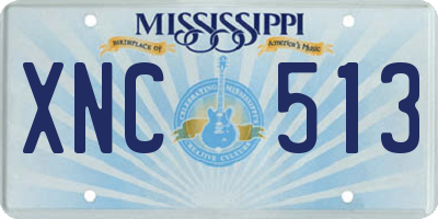 MS license plate XNC513