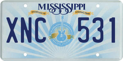 MS license plate XNC531