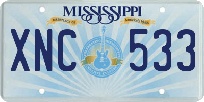MS license plate XNC533