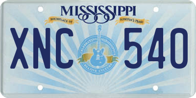 MS license plate XNC540