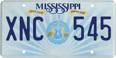 MS license plate XNC545