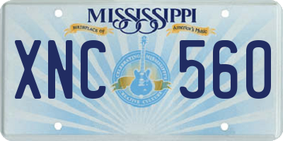 MS license plate XNC560