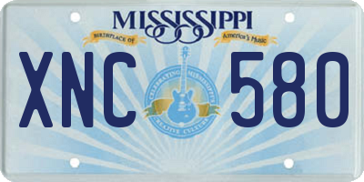 MS license plate XNC580