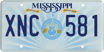 MS license plate XNC581