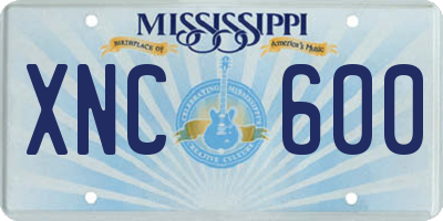 MS license plate XNC600