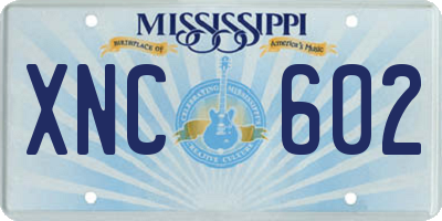 MS license plate XNC602