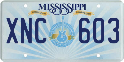 MS license plate XNC603