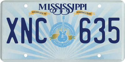 MS license plate XNC635