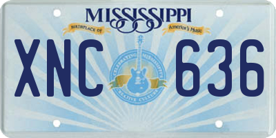 MS license plate XNC636