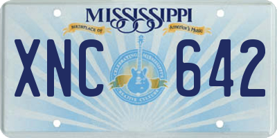 MS license plate XNC642