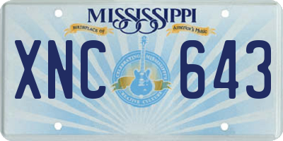 MS license plate XNC643