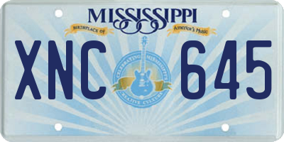 MS license plate XNC645