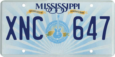 MS license plate XNC647