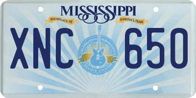 MS license plate XNC650