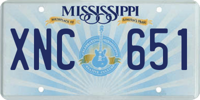 MS license plate XNC651
