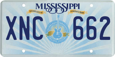 MS license plate XNC662