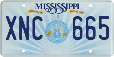 MS license plate XNC665