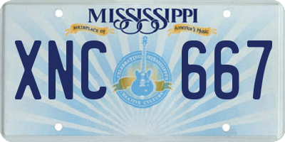 MS license plate XNC667
