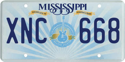 MS license plate XNC668