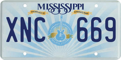 MS license plate XNC669