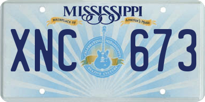 MS license plate XNC673